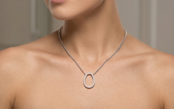 oval diamond pendant white gold 29717