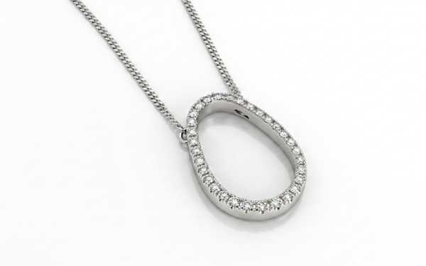 oval diamond pendant white gold 29717