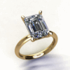 Amores design ring Solitaire emerald cut diamond