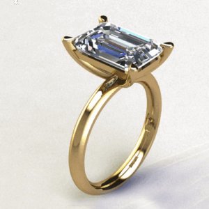Amores design ring emerald cut diamond ring solitaire side view