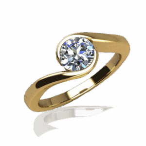 Romani yellow gold semi bezel set brilliant cut diamond ring