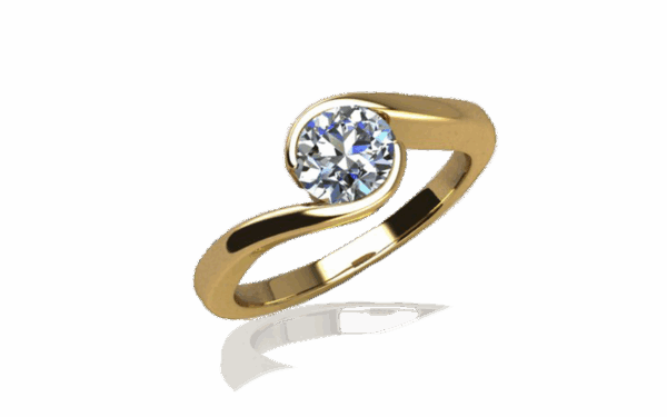Romani yellow gold semi bezel set brilliant cut diamond ring