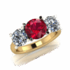 florence trilogy ring with ruby and diamonds set in yellow gold