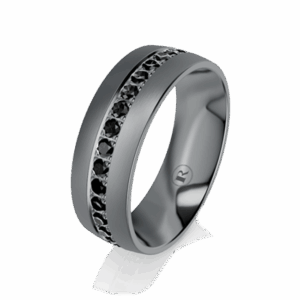 Tantalum mens wedding rings with Black diamonds