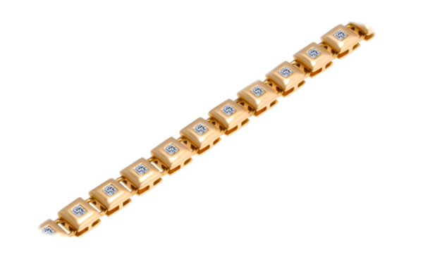 18ct yellow gold princess cut tennis bracelet rub in set 2.80 carats diamond set