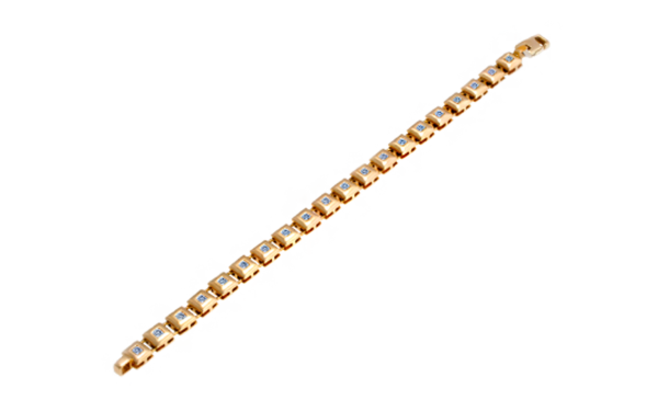 18ct yellow gold princess cut tennis bracelet rub in set 2.80 carats diamond set