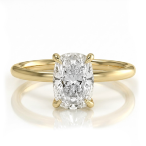 Brianna yellow gold Elongated cushion cut diamond solitaire