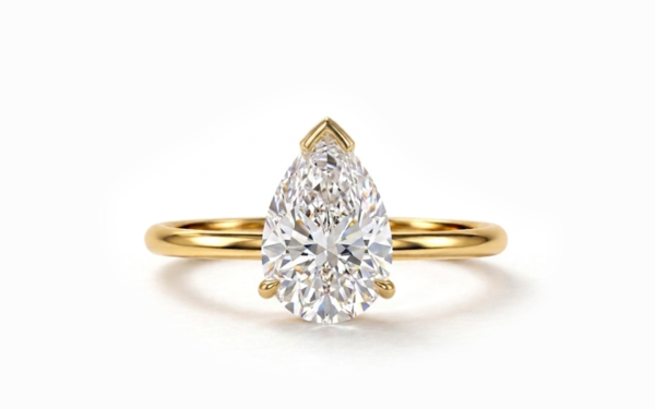 Elara Pear shape solitaire yellow gold engagement ring