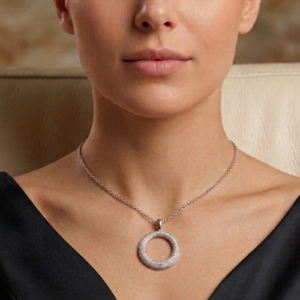 white gold large pave set pendant circular diamonds saturn on model 29163